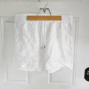 Athleta Retreat Shorts Sz 10 White 100% Linen Relaxed Fit Casual Beach Summer